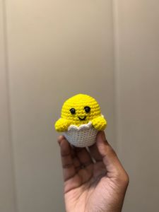 Crochet Chick in Egg Toy Keychain