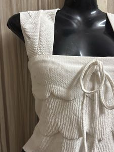 White Scalloped Crop Top