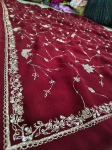 Full Aari Tari Work 🌹 ✨ Maroon Colour Saree