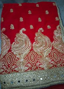 Tranding Wedding Party Bride Mirror Work Saree Set