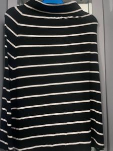 Black &amp; White Striped A-Line Skirt