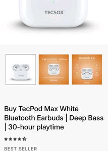 TecSox TecPod Max White Bluetooth Earbuds