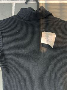 Black Turtleneck Ribbed Top