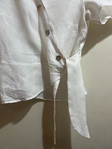 H&amp;M Linen Old Money Wrap top