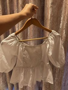 White Puff Sleeve Top