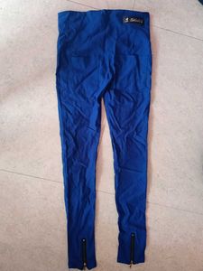 Blue Zipper Detail Pants
