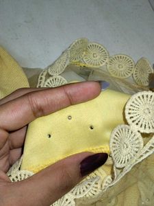 Yellow Frill Sleeves Tops For Girls