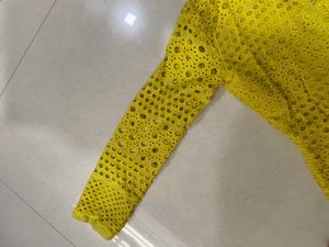 Pure Chickenkari Crop Top Yellow Color