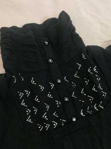 Embroidered Turtleneck Top