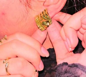 Gold Tone Statement Earrings,Stainless steel, Prem