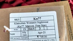 Nightwear Women Free Size ..Maroon Colour