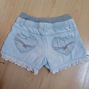 Cute Denim &amp; Lace Baby Shorts (age 5 to 7.5 yrs)