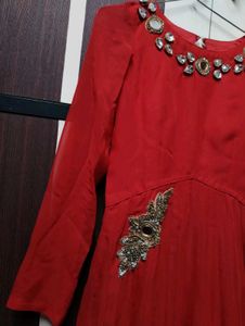 Elegant Maroon Embellished Anarkali