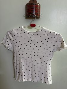 Polka Dot Ruffle Top