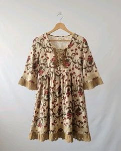 Floral Lace-Up Dress