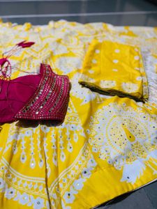 Navratri Style Yellow Lehenga Choli Set
