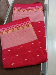 Red colour bengal taant pure cotton saree for dail