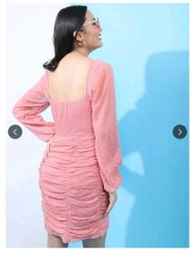 Ruched Square Neck Gathered Sheath Mini Dress 🩷