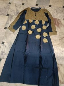 Navy &amp; Gold Embroidered Dress