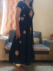 Attractive Blue Kurti With Embroidery