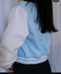 Blue &amp; White Bomber Jacket