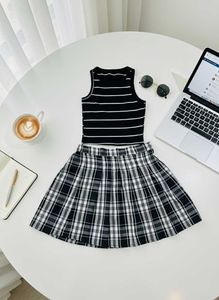 Pleated Plaid Top &amp; Mini Skirt