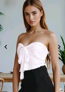 Chic White Tie-Front Tube Top