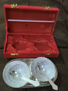 Vintage Silver Plated Bowl &amp; Tray Set