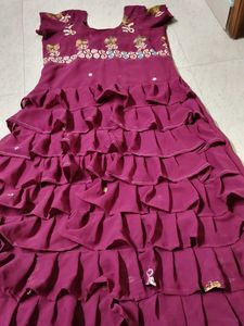Elegant Maroon Ruffled Dress