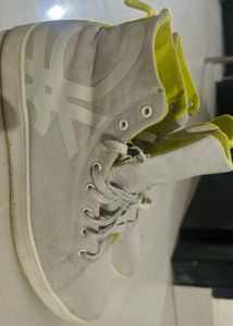 Benetton Men Off White Neon High Top Sneakers