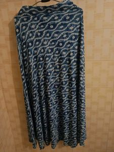 Blue & White Patterned Maxi Skirt