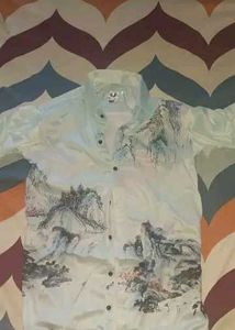 White Graphic Print Shirt