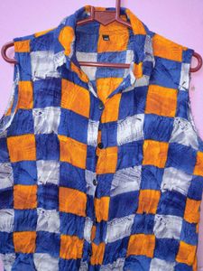 Trendy Sleeveless Checkered Top
