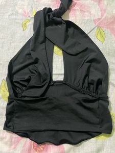 Chic Black Halter Corset Top