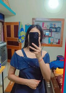 Blue Off-Shoulder Top