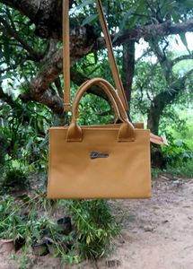 Tan Leather Top Handle Bag