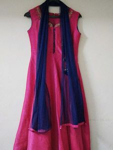 Pink Embroidery Design Anarkali