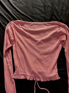 Pink Ruffle Long Sleeve Top