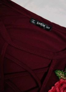SHEIN berry blossom 🌸✨ Embroidered Top