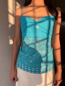 chatpate Blue Floral Halter Top