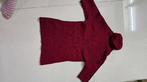 Red Highneck Trendy Sweater