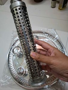 Om Engraved Steel Pooja Thali Free Incense Burner