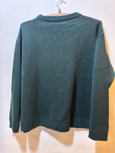 Round Neck Plain Green Sweatshirt