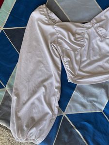 White Long Sleeve Street Style Store Crop Top