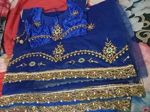 Heavy Designer Net Saree Royal Blue