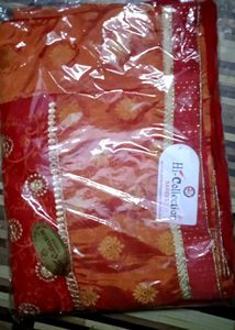 Elegant Red & Orange Saree