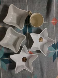 1 Tea Cup And 4 Bowl