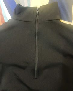Black Cropped Half-Zip Pullover