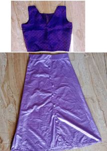 Lavender Colour Skirt And Violet Sleeveless Top
