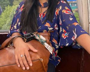 Bird Print Navy Blue Top